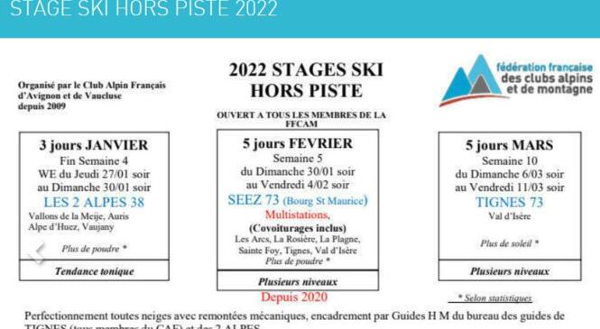 STAGES SKI HORS PISTES 2022 organisés par le CAF d'Avignon image article