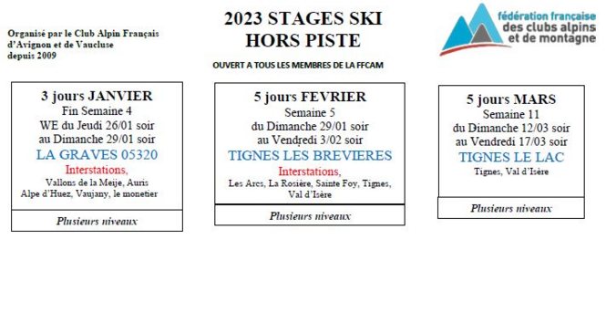 Stages de ski Hors-piste organisés par le Club alpin d'Avignon - 15/12/2022 : 10 places restantes image article