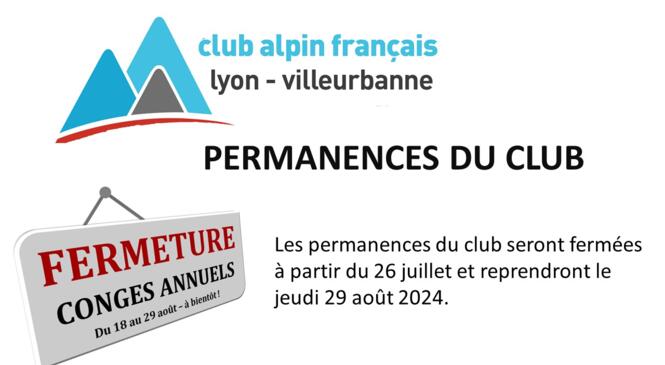 PERMANENCES DU CLUB CET ÉTÉ image article