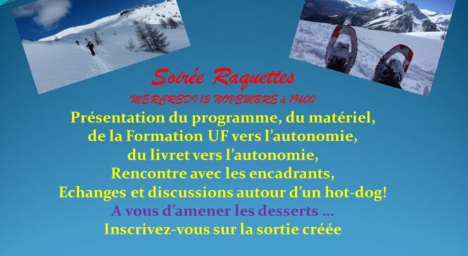 SOIREE PRESENTATION SAISON RAQUETTES HIVER 2019/2020 image article